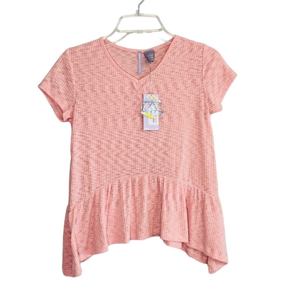 Good Luck Girl Vintage Pink Cinched Front Waterfall Tee Size Large